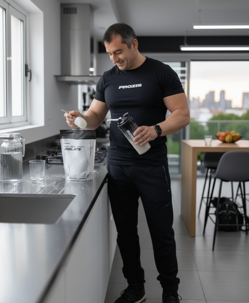 Real Whey Isolate preparando la proteína